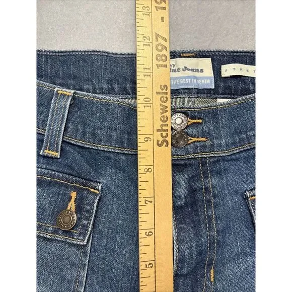 VTG OLD NAVY Jeans Womens 16 Stretch Flare Bootcut Flap Pockets Denim Faded Blue - Picture 8 of 15